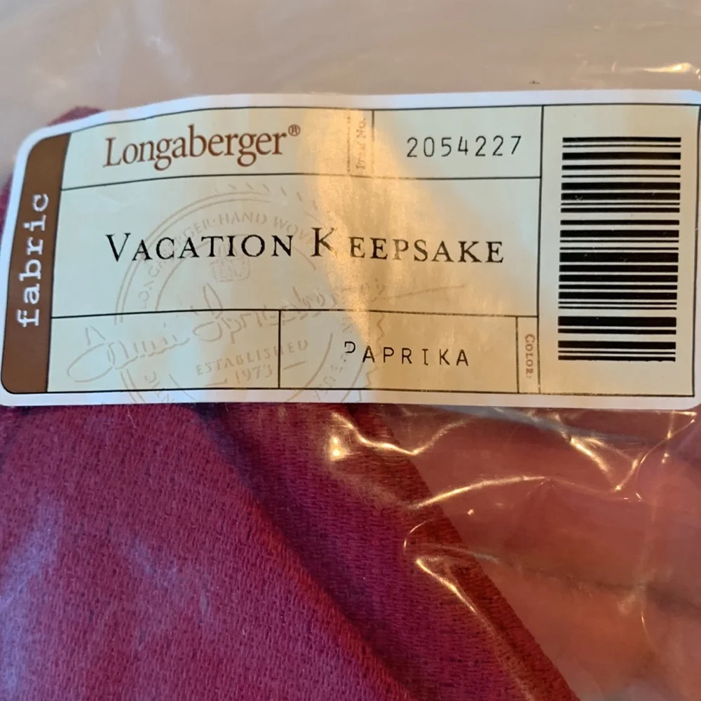 Longaberger Fabric Liner for the Vacation Keepsake Basket in Paprika. NEW